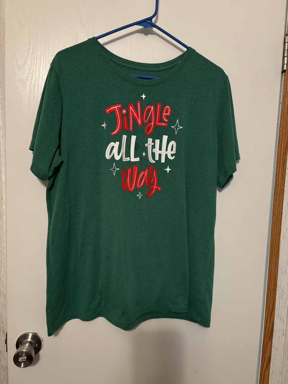 Holiday Time Green Tee with Red & White 'Jingle All The Way' Graphic